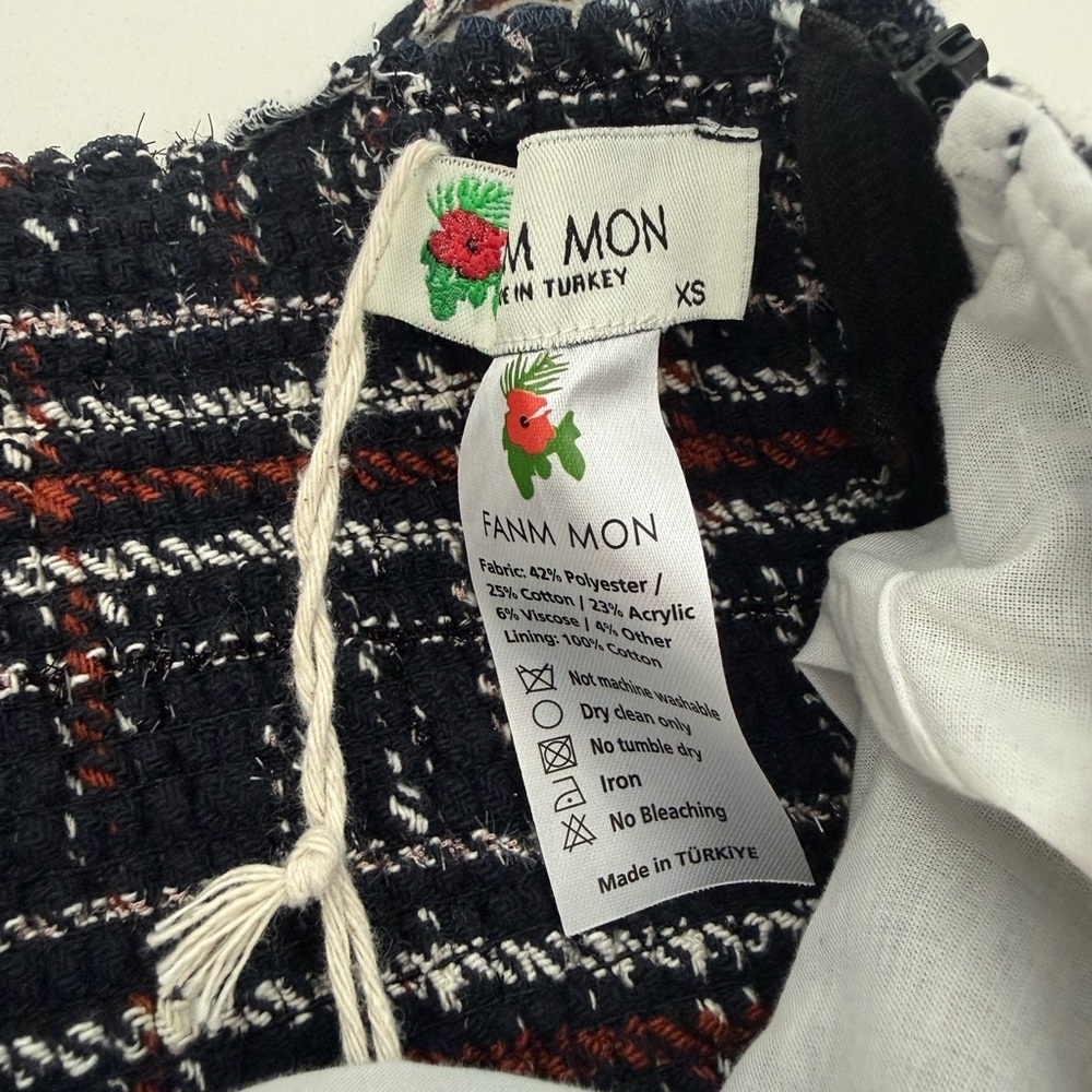NWT Fanm Mon Navy Plaid Tweed Ruffle Skirt Set - Picture 14 of 15